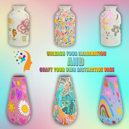 FTBox Crafts Kit for Girls Ages 6-12, Felt Flowers Bouquet and Paint Vase Art Craft Project for Girls, DIY Activity Christmas Birthday Gift for Girls FTBox