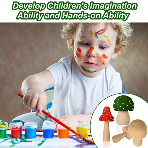 21PCS Wooden Mushroom to Crafts, 7 Different Sizes Natural Wood Mushrooms for Paint, Unfinished Unpainted Wooden Mushrooms Figures Decor for Arts & EATHEATY