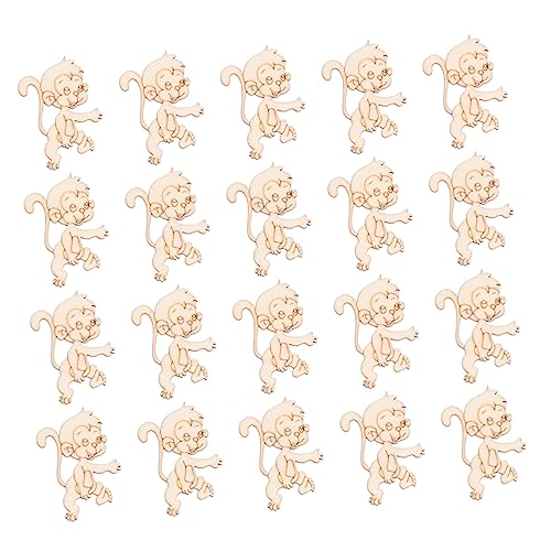 COHEALI 40 Pcs Wood Letters Crafts Wooden Ornaments Unfinished Xmas Table Centerpieces Unfinished Wood Monkey Cutout Shapes Table Top Decor DIY COHEALI