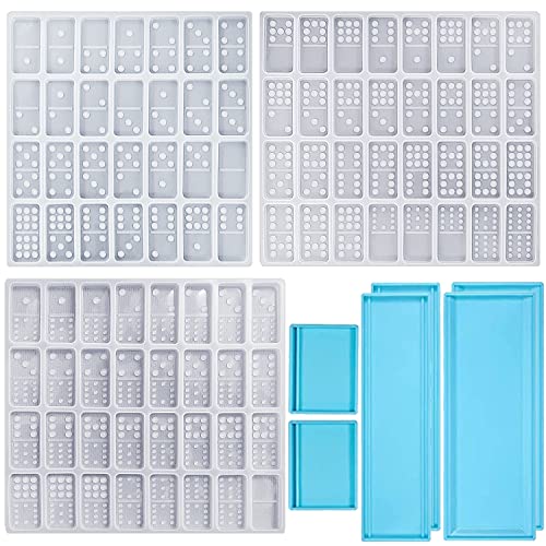4 Packs Domino Molds and Dominoes Box Molds, CNYMANY 92 Cavities Double 12 Silicone Epoxy Resin Casting Jumbo Mold Clay Mold Storage Box Mold for DIY CNYMANY