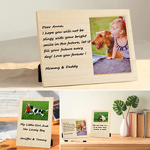 Lnzong Personalized Baby Picture Frame-Ideal Memorial Gift for Baby Friend Couple Family Dog Cat Pet Keepsake Photo Frame, Wood Picture Frame for All Lnzong