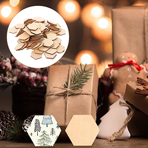 MAGICLULU 100PC Unfinished Wood Hexagon Pieces Unfinished Wood Cutout Hexagon Hexagon Blank Unfinished Wood Slices for Craft DIY Projects 3CM MAGICLULU