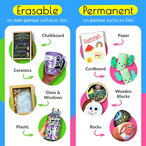 Funcils 10 Extra Fine Tip Chalk Markers for Chalkboard Signs, Blackboard, Window, Labels, Bistro, Glass, Car (10 Pack, 1mm) - Wet Wipe Erasable Ink Funcils