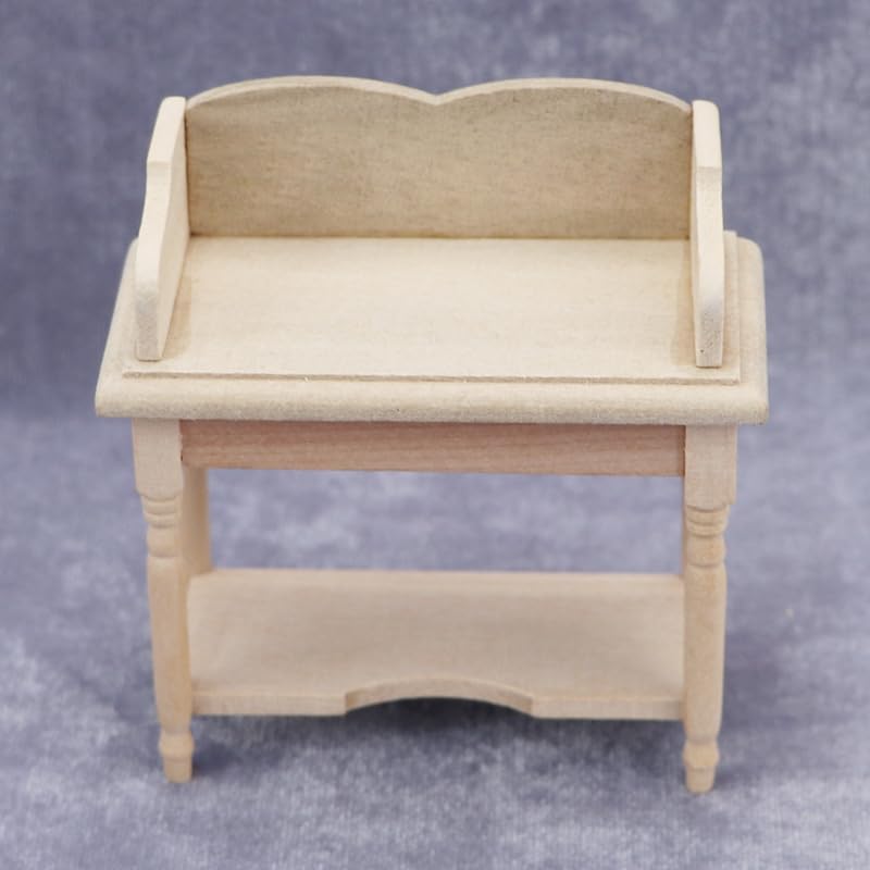 AirAds Dollhouse 1:12 Scale Dollhouse Miniature Furniture Side Stand Student Desk Unfinished Wood Air-Ads Supplies