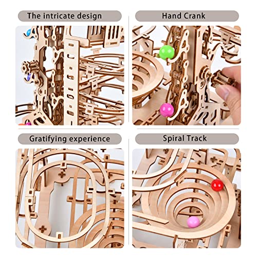 3D Wooden Puzzles Marble Run Chain Kit, Wood Creative Mechanical Puzzles Assembly Model Building Kits to Build for Adults & Kids, DIY Wooden Puzzle varbertos