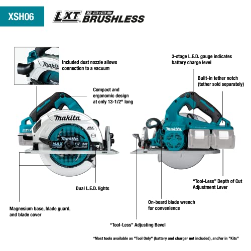Makita XSH06Z 18V X2 LXT® Lithium-Ion (36V) Brushless Cordless 7-1/4” Circular Saw, Tool Only Makita