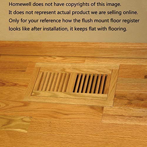 Homewell Maple Wood Floor Register Vent, Flush Mount with Frame, 4x12 Inch, Unfinished Homewell