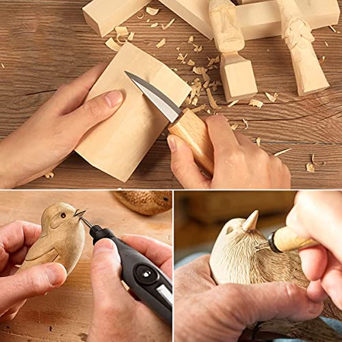 4 Pack Unfinished Basswood Carving Blocks Kit, 2 x 2 x 2 Inch Unfinished Bass Wood Cube Whittling Soft Wood Carving Block Set for Kids Adults Wood PONGJA