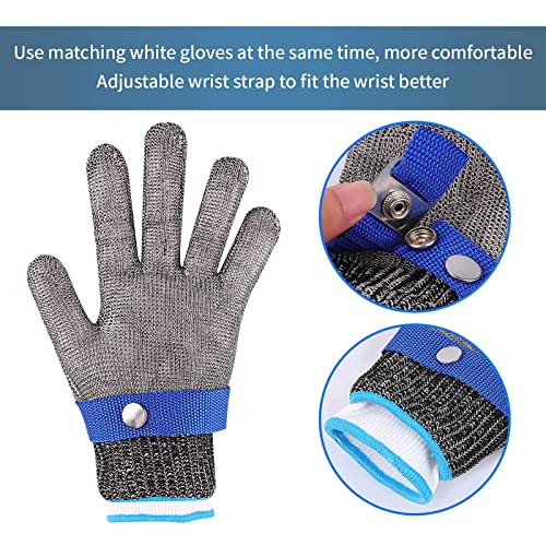 Herda Level 9 Cut Proof Gloves Chainmail Gloves Kitchen Gloves for Fish Meat Cutting Wood Carving Whittling Oyster Shucking Safety Butcher Work (XL) Herda