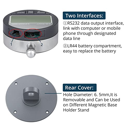 ALLmeter Digital Table Saw Gauge with 0~1 inch Dial Indicator and 3.2 inch Long Anodized Aluminum Bar for Work Shop Machinery, Table Saws, and ALLmeter
