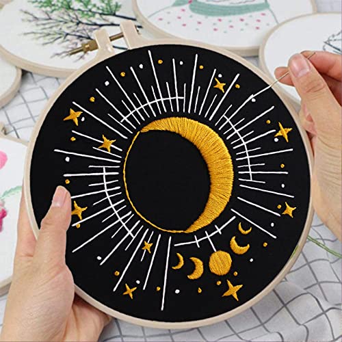 Louise Maelys 3 Set Tarot Embroidery Kits for Beginners with Sun Moon Evil Eye Pattern,Adults Starter Cross Stitch Kit DIY Needlepoint Kits Louise Maelys