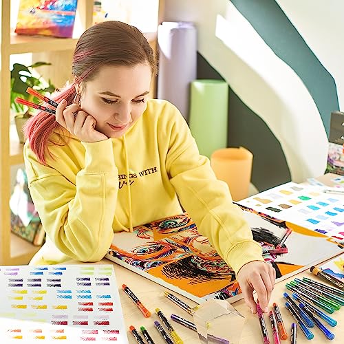 Arteza Acrylic Paint Markers, Set of 40 Acrylic Paint Pens in Assorted Colors, Art & Craft Supplies for Glass, Pottery, Ceramic, Rock, Canvas ARTEZA