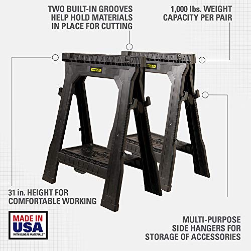 STANLEY Sawhorse, Folding, 2-Pack (060864R) Stanley