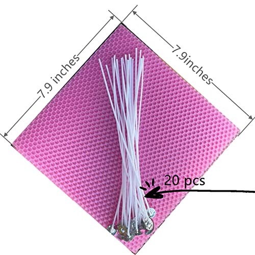 DIY Candles, Beeswax Honeycomb Candle Sheet, Beeswax Candle Making kit - 20 pcs (8 * 8in) in 20 Corlorful, with 30pcs Cotton Wicks, Beeswax Sheet Kit Atozbit