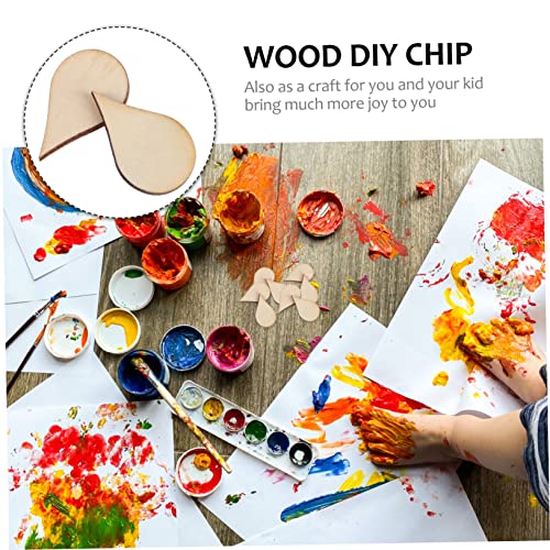 Gogogmee 50pcs Woodsy Decor Nativity Decor Christmas Decorations Teardrop Earrings Xmas Gifts Water Drop Shape Wood Piece Wood DIY Chip DIY Craft Gogogmee