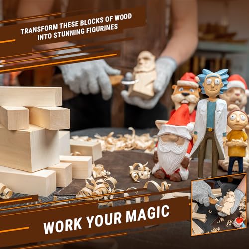 BeaverCraft Basswood Carving Blocks Carving Wood Bass Wood for Carving 7PCS - Whittling Wood for Crafts Wood Carving Kit Wooden Blocks Unfinished - BeaverCraft