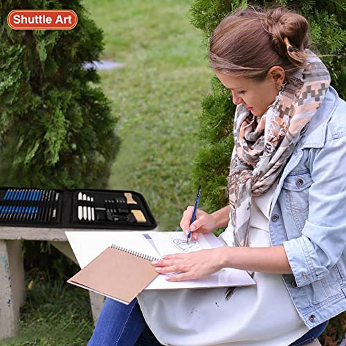 Shuttle Art Sketching and Drawing Pencils Set, 37-Piece Professional Sketch Pencils Set in Zipper Carry Case, Drawing Kit Art Supplies with Graphite Shuttle Art