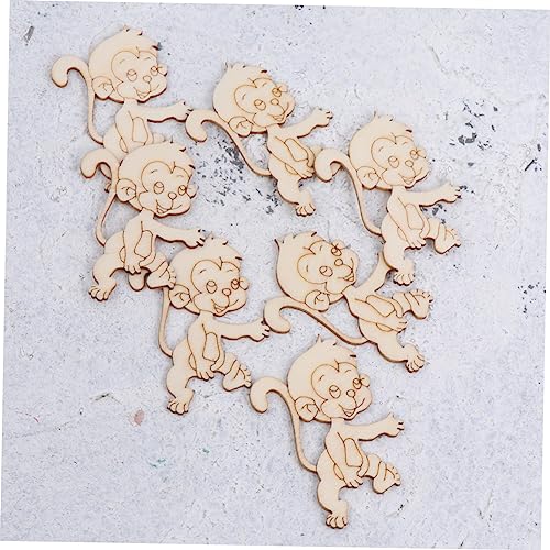 VILLCASE 60 pcs Christmas Tree Hanging Ornaments Unfinished Wood Monkey Cutout Shapes Wood Letters Crafts Christmas Desktop Decor Desk Topper DIY VILLCASE