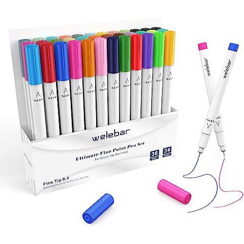 Welebar 0.4 Tip Fine Point Pens for Cricut Joy/Xtra, 36 Pack Assorted Ultimate Fine Point Pens for Drawing, Writing, Compatible with Cricut Joy Welebar