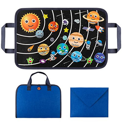WATINC 25Pcs Outer Space Travel Felt-Board Story Set Portable Felt Board Solar System Universe Storytelling Planets Astronaut Galaxy Themed Preschool