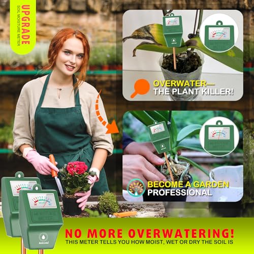 Antonki Soil Moisture Meter for Indoor Plants, Plant Water Meter, Soil Hygrometer Monitor, Soil Sensor Water Test Kit for Flower, Tree Gardening, Antonki