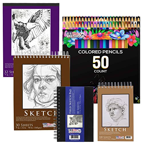 U.S. Art Supply 44-Piece Drawing & Sketching Art Set with 4 Sketch