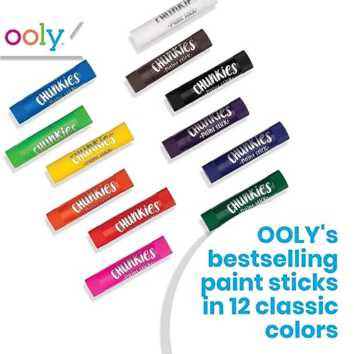 Ooly Chunkies Twistable Tempera Paint Sticks For Kids, No Mess, Quick Drying, Set of 12 Ooly