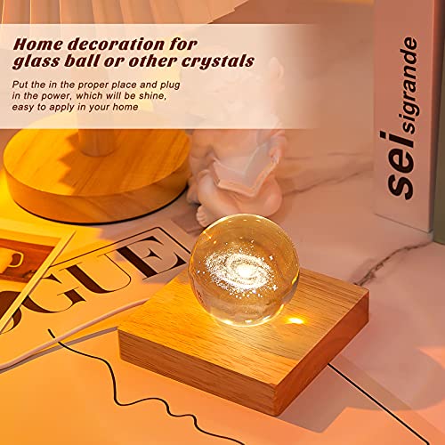 Honoson 2 Pieces Wood Light Display Base Wooden LED Display Base Crystal Glass Base Stand Wood LED Display Stand for 3D Crystal Glass Resin Art Honoson