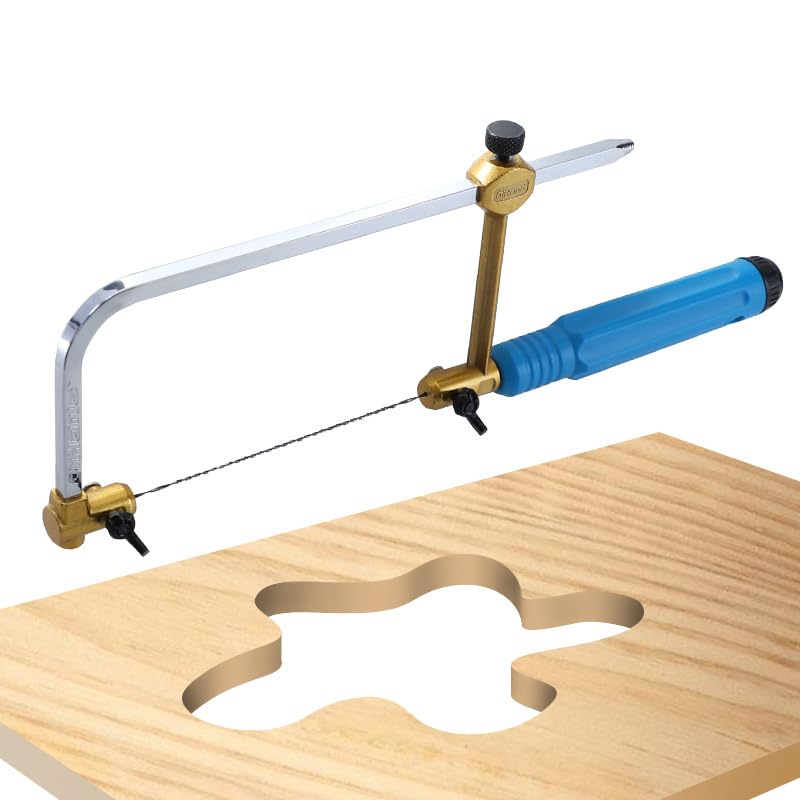 Coping Saw Heavy Duty Metal Woodworking Hand Saw Fast Cutting Non-slip Hacksaw,8 Pieces Scroll Saw Blades with Spiral Teeth, For Woodworking Jewelry WoodArtSupply