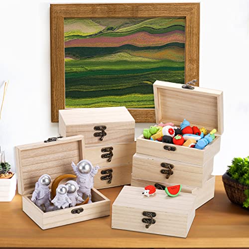 yarlung 8 Pack Unfinished Wooden Boxes for Crafts, 6x4x2 Inch Small Keepsakes Box Jewelry Storage Unpainted DIY Gifts Box for Treasure Chest, Art yarlung