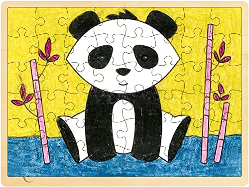 48 Piece Blank Puzzle with Puzzle Tray to Draw on, Each Piece is Unique, Custom Puzzle 14.2x10.6 Inches for Crafts & DIY, Make Your Own Wooden Jigsaw MoinKidz