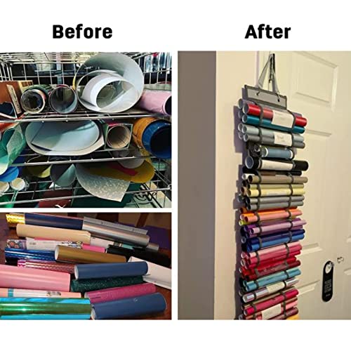 Vinyl Storage Organizer Vinyl Roll Holder with 12 Compartment Craft Vinyl Storage Rack Wall Mount Over The Door Hanging Organizer Storage Hanging IYWISH