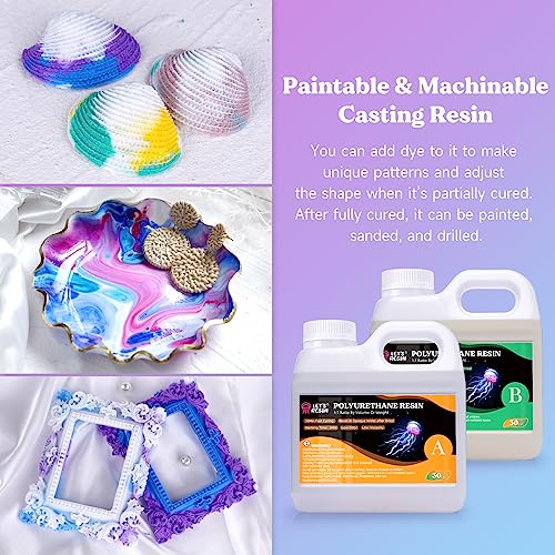 LET'S RESIN Polyurethane Resin, 60oz 2 Part Casting Resin, Fast Cured Resin within 10 Minutes, Ultra Low Viscosity & Low Odor Pourable Liquid Plastic LET'S RESIN