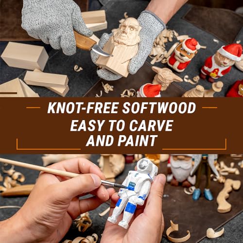 BeaverCraft BW19 Basswood Carving Blocks Whittling Wood Carving Kit 19PCS Wooden Blocks for Crafts Bass Wood for Carving - Unfinished Wood Blocks Set BeaverCraft