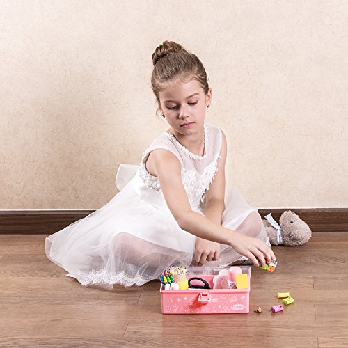 Funtopia Plastic Art Box for Kids, Multi-Purpose Portable Storage Box/Sewing Box/Tool Box for Kids' Toys, Craft and Art Supply, School Supply, Office Funtopia