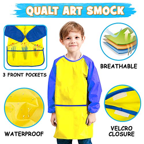 69 Pack Kids Paint Set, Shuttle Art Art Set for Kids with 30 Colors Acrylic Paint, Wood Easel, Canvas, Painting Pad, Brushes, Palette and Smock, Shuttle Art