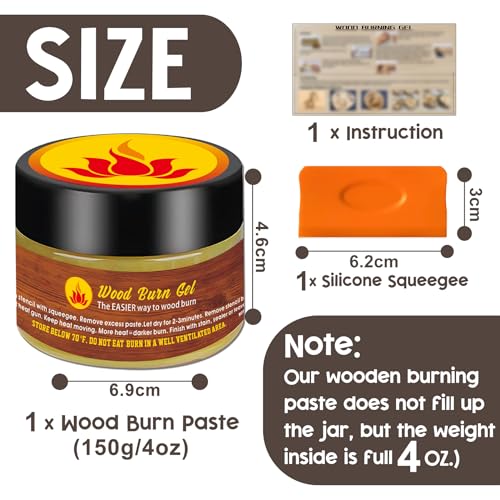 1DFAUL Wooden Burning Paste, 4 OZ Wood Burn Gel with Silicone Squeegee for Crafting, Drawing and DIY Arts, Create Beautiful Art in Minutes, 1DFAUL
