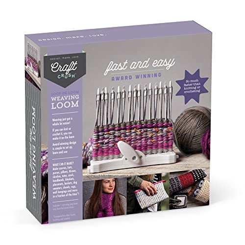 Craft Crush Weaving Loom Craft Kit - Learn to Weave Scarves, Gloves, Home Décor - Modern Design Mini Craft Kit for Teens & Adults - Easy-to-Use, Fast Craft Crush