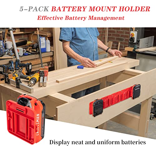 5 Pack Battery Holder for Craftsman 20V Battery Mounts Dock Holder Fit for CMCB204 CMCB202 CMCB201 CMCS500B(w/10 Screws, No Battery) Crivnhar