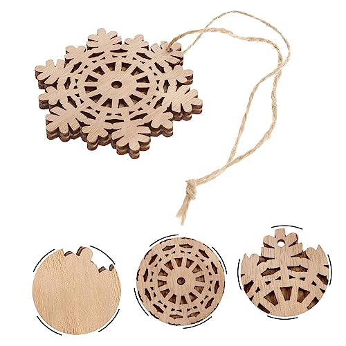 ABOOFAN 50 pcs Double Decorative Wood Chips Unfinished Wooden Embellishments DIY Wreath Pendant Xmas Wood Slices Christmas Decor Unfinished Cutouts ABOOFAN