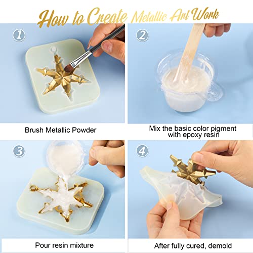 Metallic Pigment Powder, LEOBRO 6 Jars Metallic Mica Powder for Epoxy Resin, Fine Resin Pigment Powder, Resin Dye, Resin Color Pigment for Epoxy LEOBRO