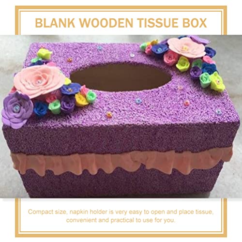 Tofficu 5pcs Unfinished Wooden Tissue Box Cover Rectangular Wood Tissue Holder Tissue Dispenser Blank Wood Napkin Box for Arts Crafts Home Decor Tofficu