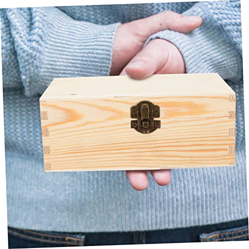 VILLCASE 2pcs Small Treasure Chest Unfinished Wood Crafts Unpainted Wooden Boxes Unfinished Wooden Craft Boxes Blank Wooden Boxes Portable Jewelry VILLCASE