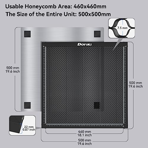 Dofiki Honeycomb Laser Bed 500mm x 500mm Steel Honeycomb Working Table for Most Laser Engraver, Magnetic Honeycomb Cutting Tray with Metal Base, Dofiki