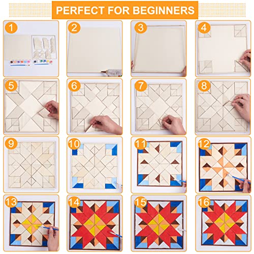 WEBEEDY DIY Barn Quilt Painting Kit Unfinished Wood Barn Quilt Kit Barn Quilt Square Wooden Sign Abstract Geometric Wood Panels Modern Art Bohemian WEBEEDY