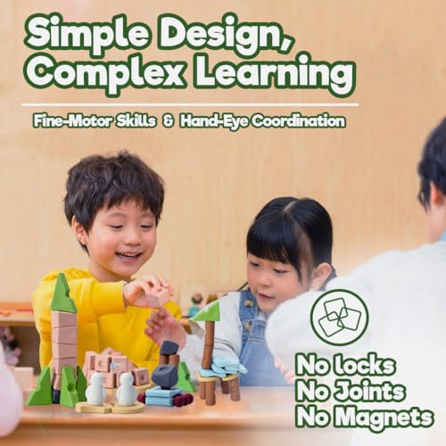 Taksa Toys Nature-Inspired Educational Unique STEM Toys Premium Stacking Blocks Preschool Resources for Kids Building Activities, Montessori Toys for Taksa Toys