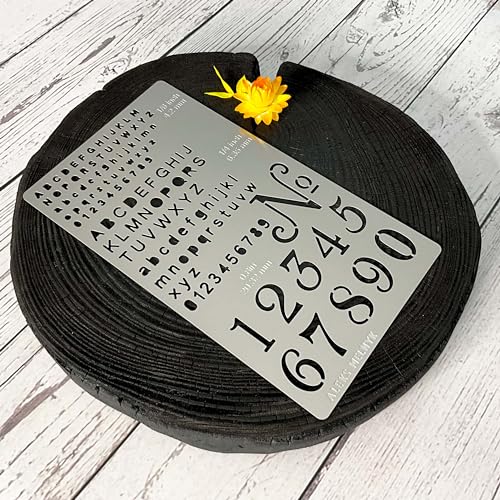 Aleks Melnyk No.422 Metal Stencil, Tiny Letters, Normografo, Pyrography, Wood Burning, 1 PC, Template, Engraving Wood and Patterns, Alphabet and Aleks Melnyk