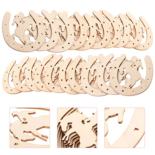 Wood Horseshoe Cutouts 48pcs Wood Discs Slices Horseshoe Shape Unfinished Wooden Cutouts for Christmas Craft DIY Home Decoration Wood Horseshoe EXCEART