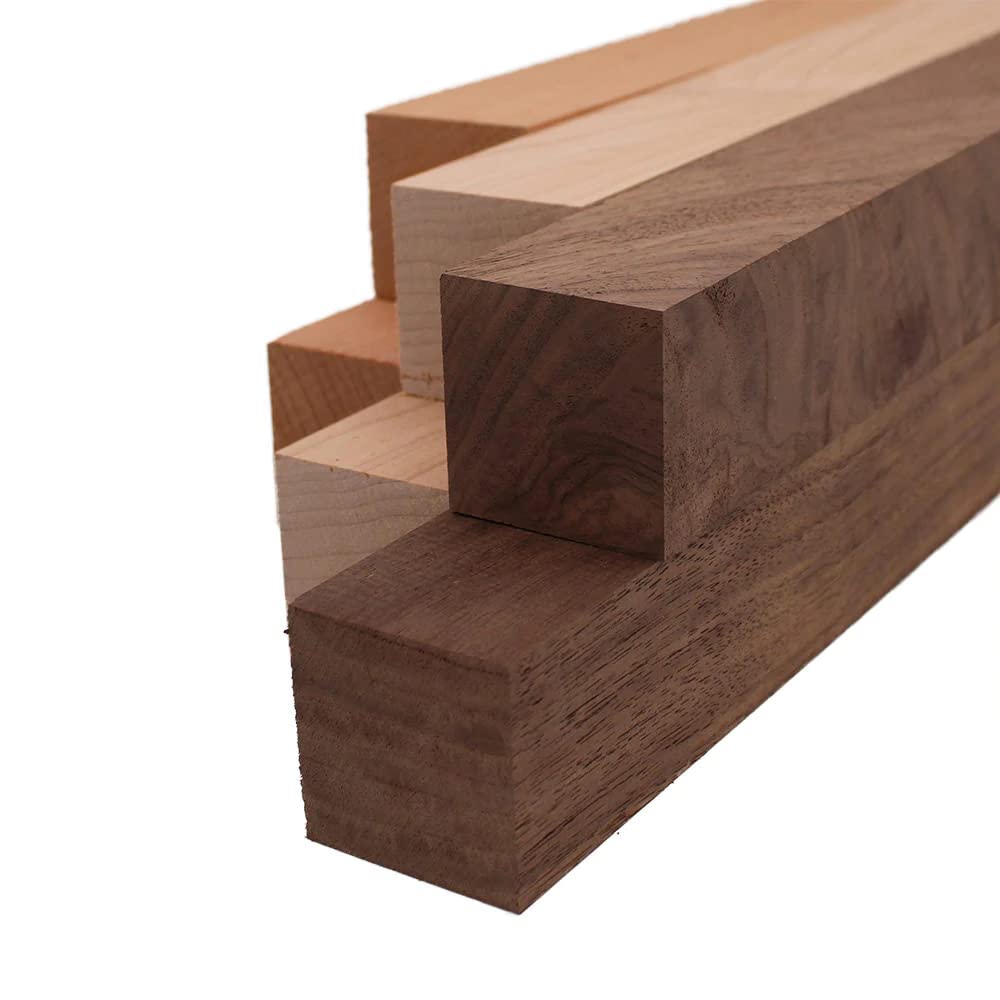Maple, Walnut, and Cherry Turning Blank Variety Pack 2" x 2" (6pcs) (2" x 2" x 18") Barrington Hardwoods