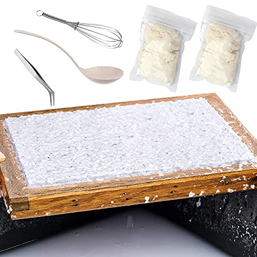 Cayway 9 Pack Dried Flower Paper Craft Set Include 3 Pack Mixed Wooden Paper Making Mold Frame, Dried Flowers, Spoon Stirrer N\A